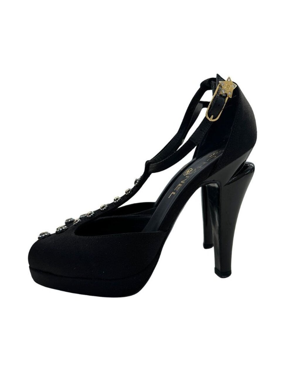 Chanel Shoes Leather Heels Black CC Logo Line - Picture 5 of 14